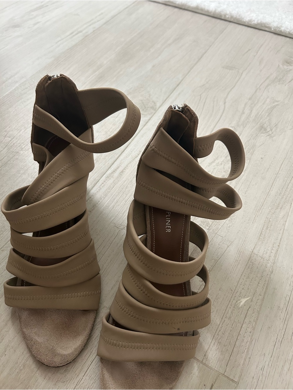 Donald J. Pliner Spiral Strap Taupe High Heel Sandals
